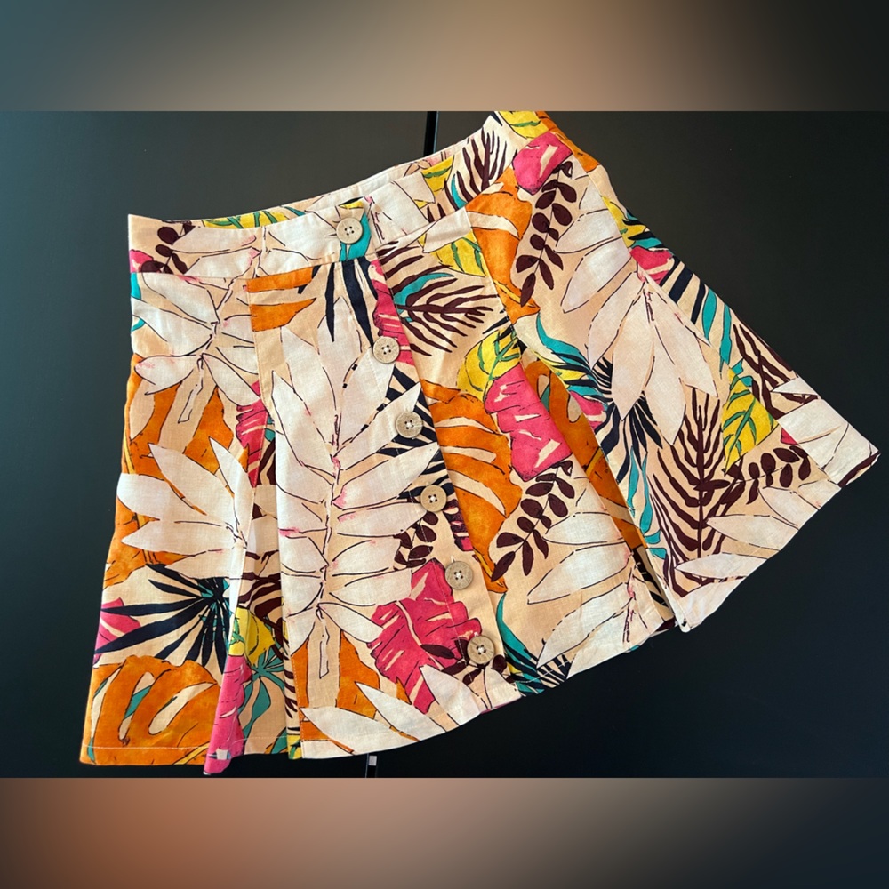 Button down tropical skirt